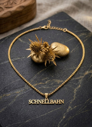Edelstahl Halskette „Bahn-Edition“ – Goldgelb