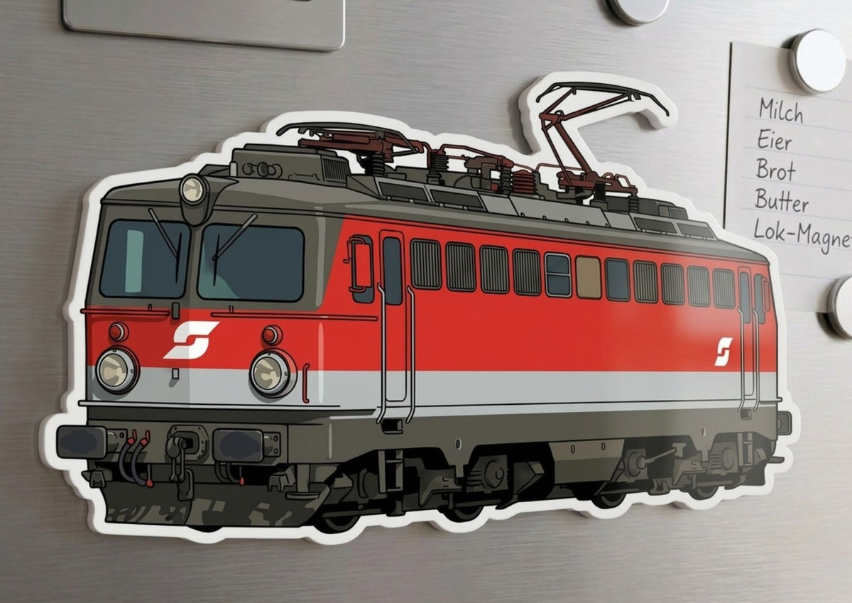 Acryl-Magnet E-Lok 1142 am Kühlschrank